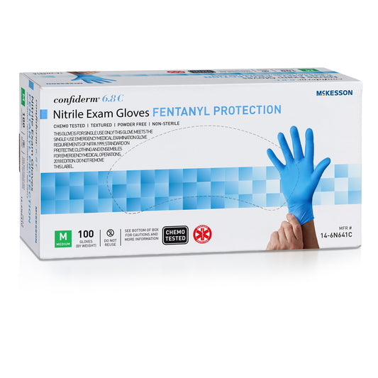 McKesson Confiderm® 6.8C Nitrile Exam Glove, Medium, Blue 14-6N641C