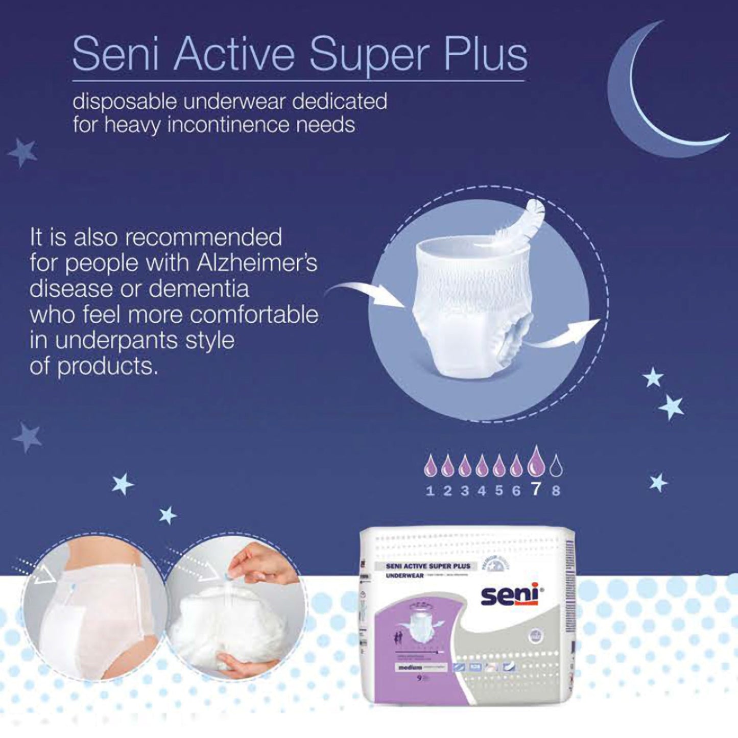 Seni® Active Super Plus Overnight Heavy Absorbent Underwear, Medium S-ME20-AP1
