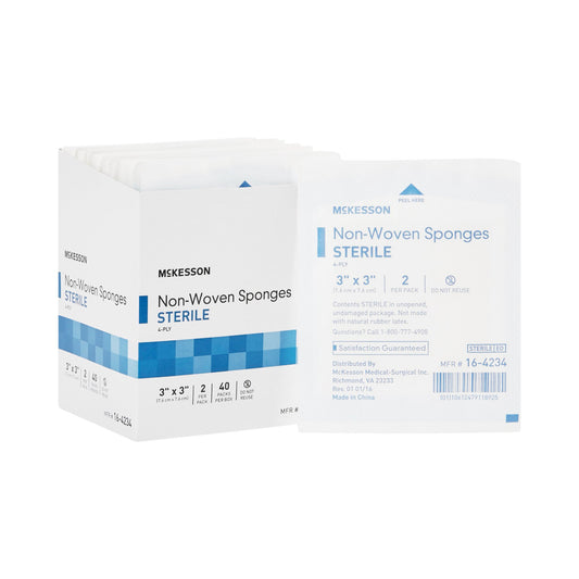 Nonwoven Sponge McKesson 3 X 3 Inch 4-Ply Sterile 2 per Pack - 16-4234