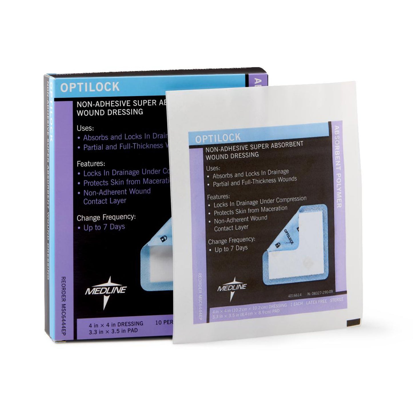 Optilock Super Absorbent Dressing, 4 x 4 Inch MSC6444EP