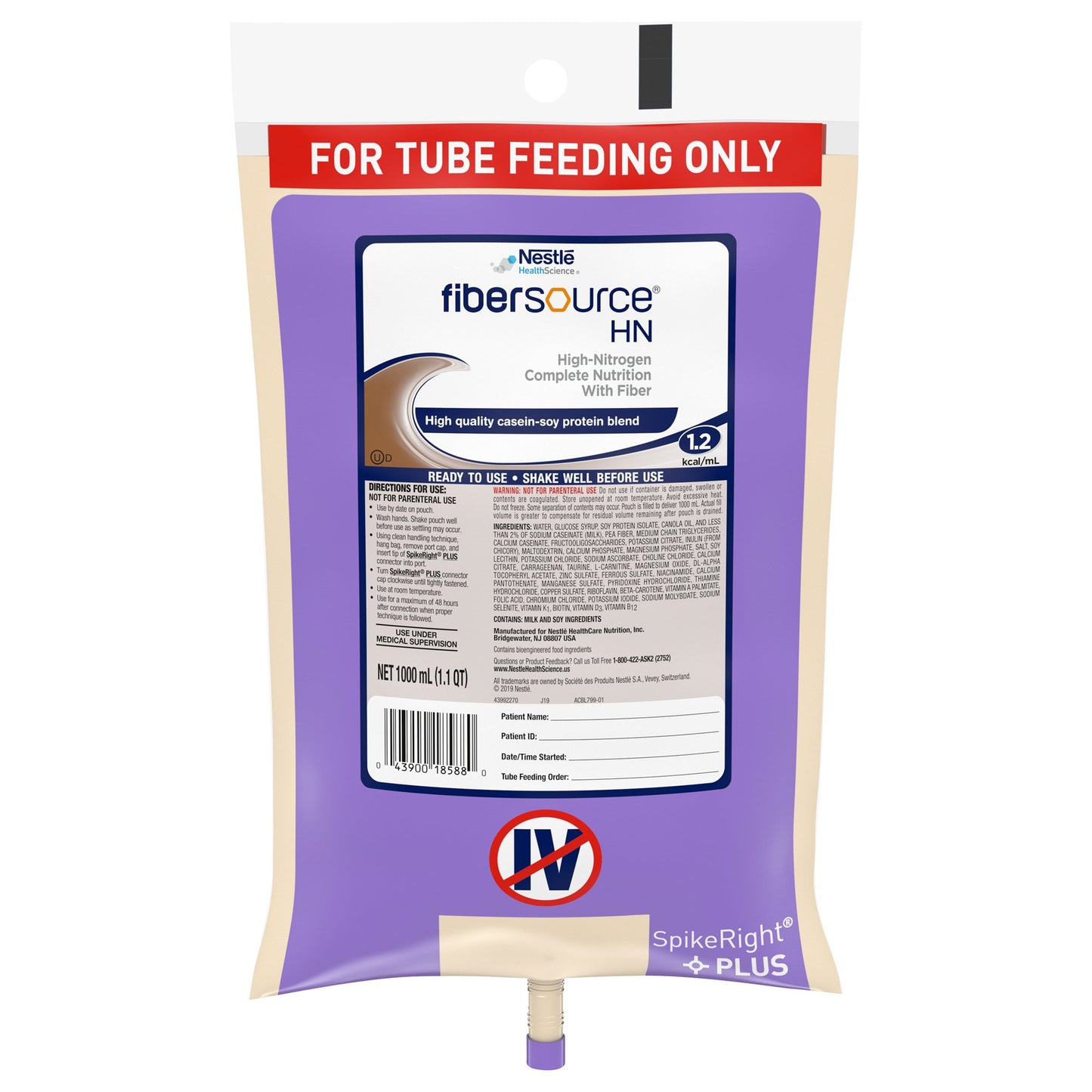 Fibersource® HN Tube Feeding Formula, 33.8 oz. Bag 10043900185887