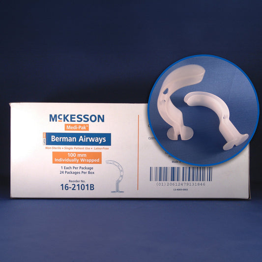 Berman Oropharyngeal Airway McKesson White 80 mm Length Size 8 NonSterile Adult - 16-281B
