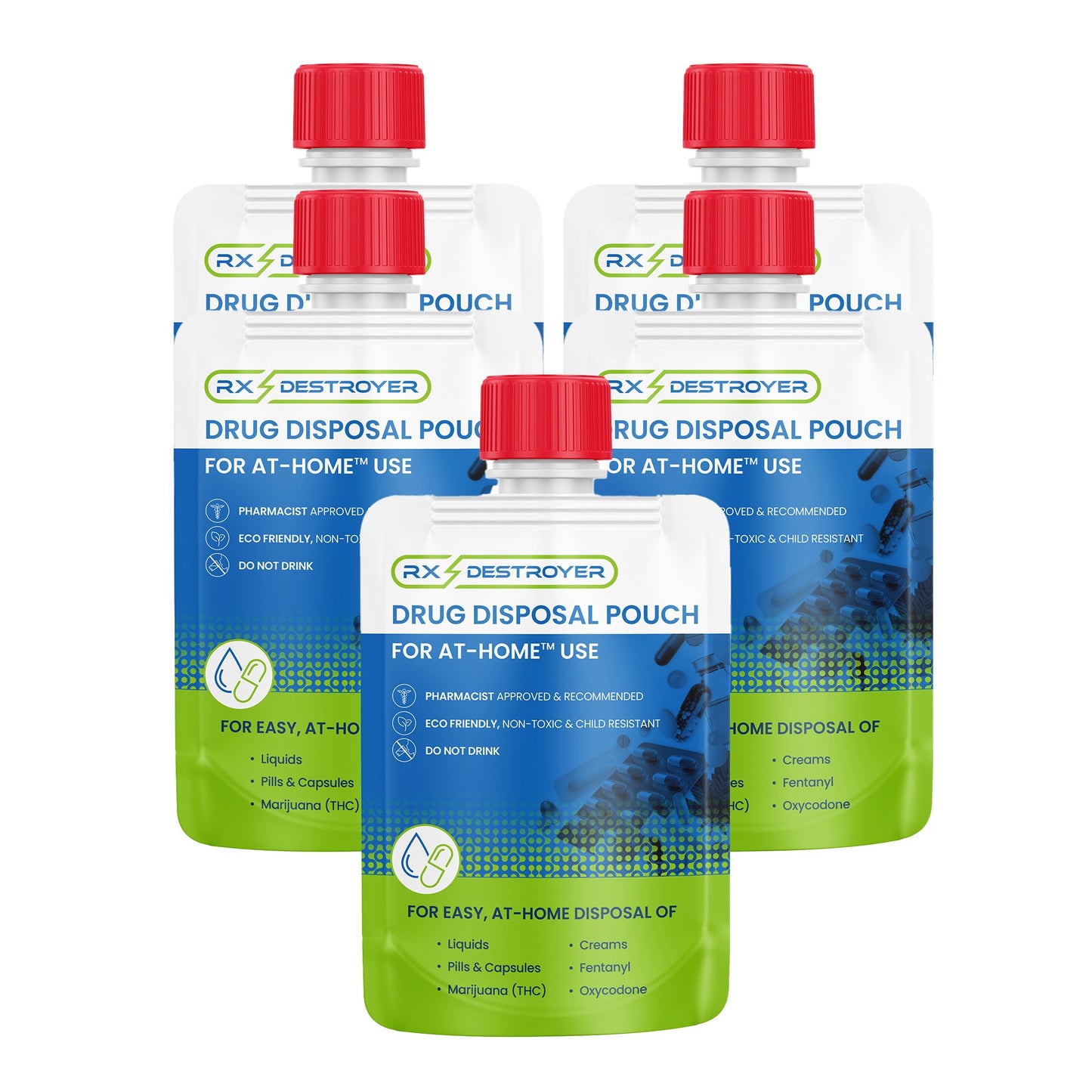 Rx Destroyer™ Drug Disposal Pouch for use with Pharmaceutical Disposal System RX4POUCH20X5