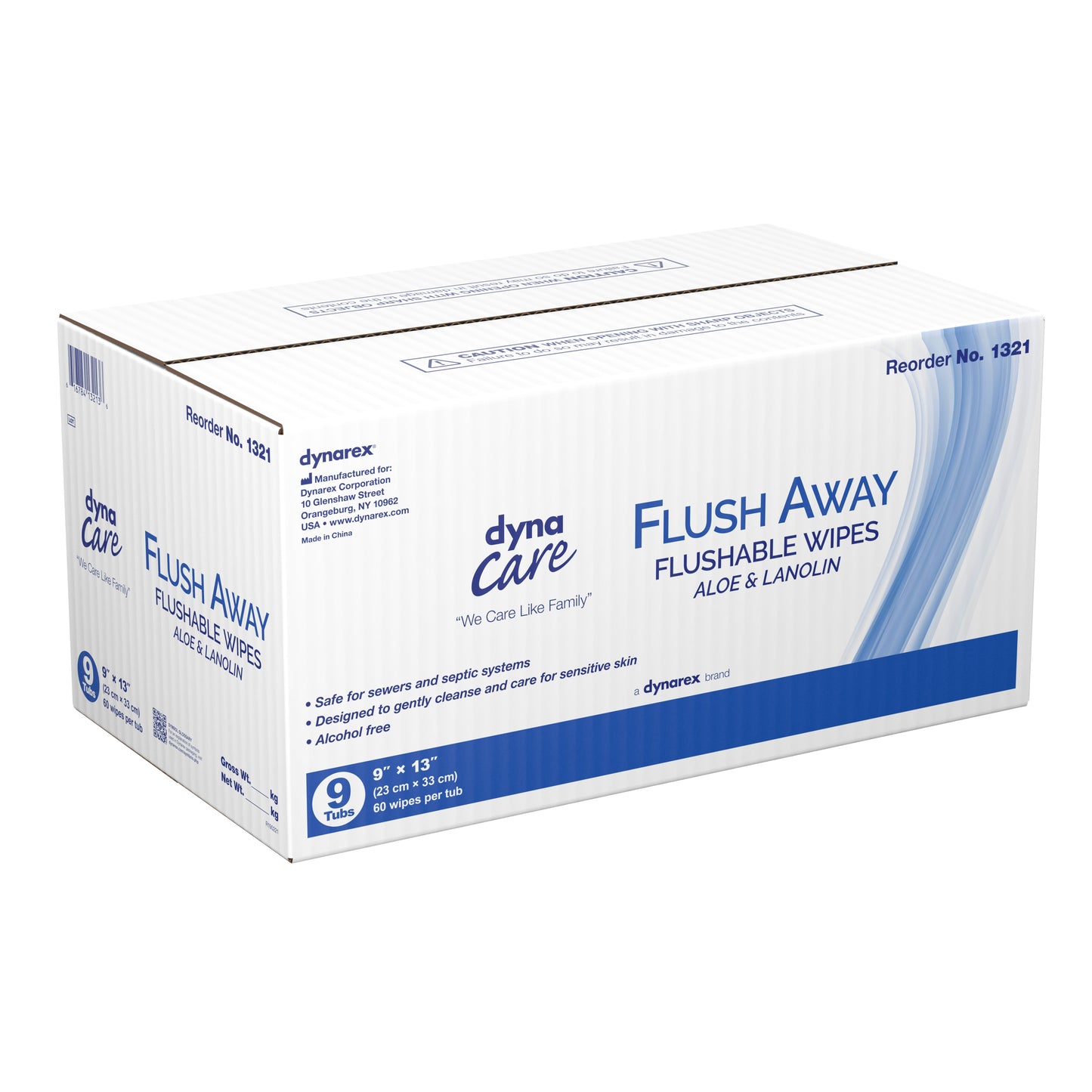 Dynarex Flush Away Personal Wipes, Adult, Tub, Aloe/Lanolin Scented 1321