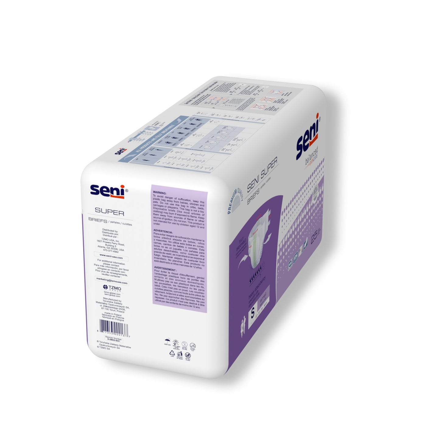Seni® Super Heavy Absorbency Incontinence Brief, Small S-SM25-BS1