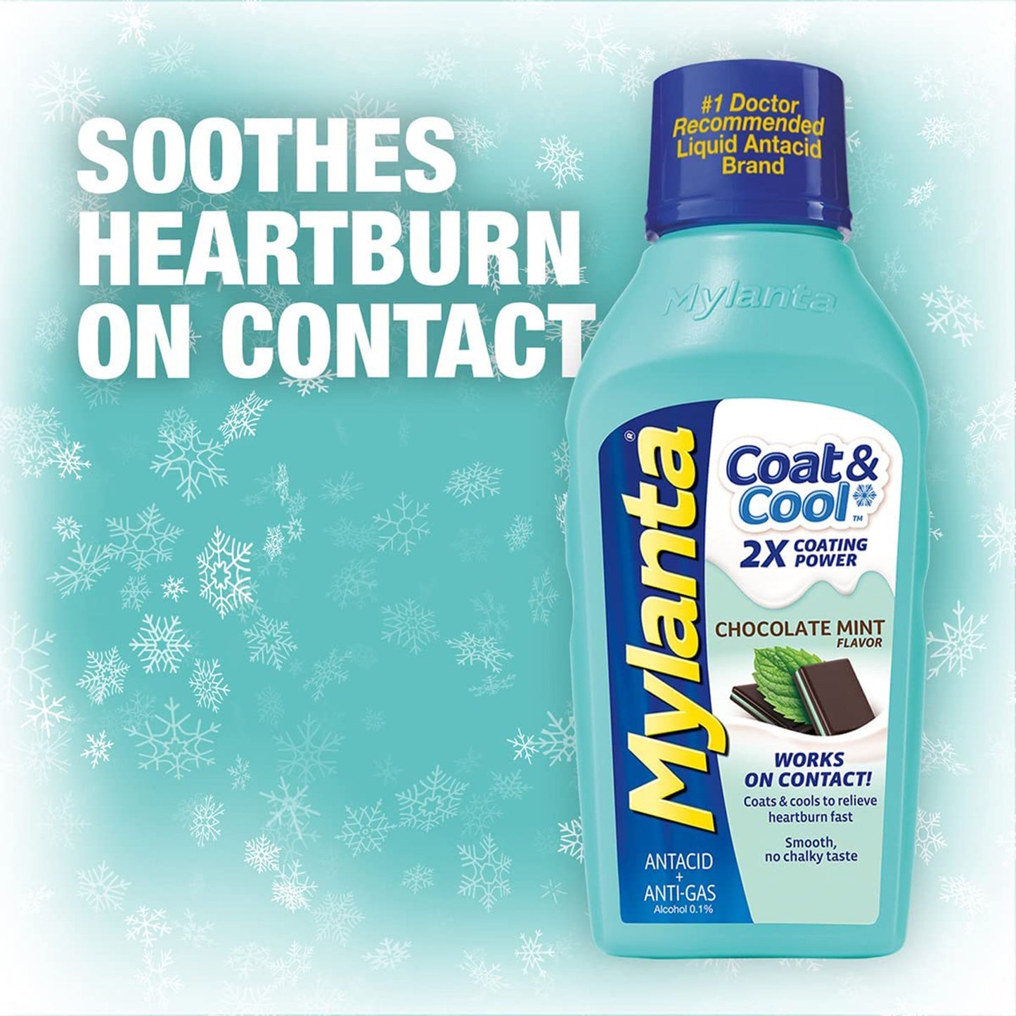 Mylanta Coat & Cool Antacid + Anti-Gas Liquid, Chocolate Mint Flavor 62372052012