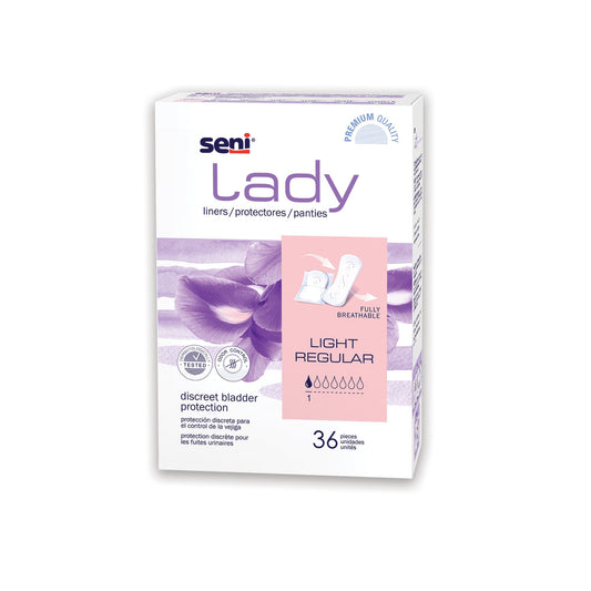Bladder Control Pad Seni® Lady Light 7.3 Inch Length Light Absorbency Super Absorbent Core One Size Fits Most - S-1L36-PS1