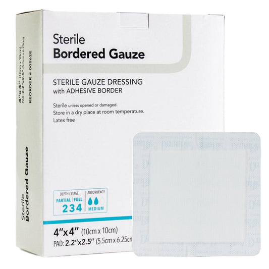 DermaRite® Bordered Gauze White Adhesive Dressing, 4 x 4 Inch 00262E