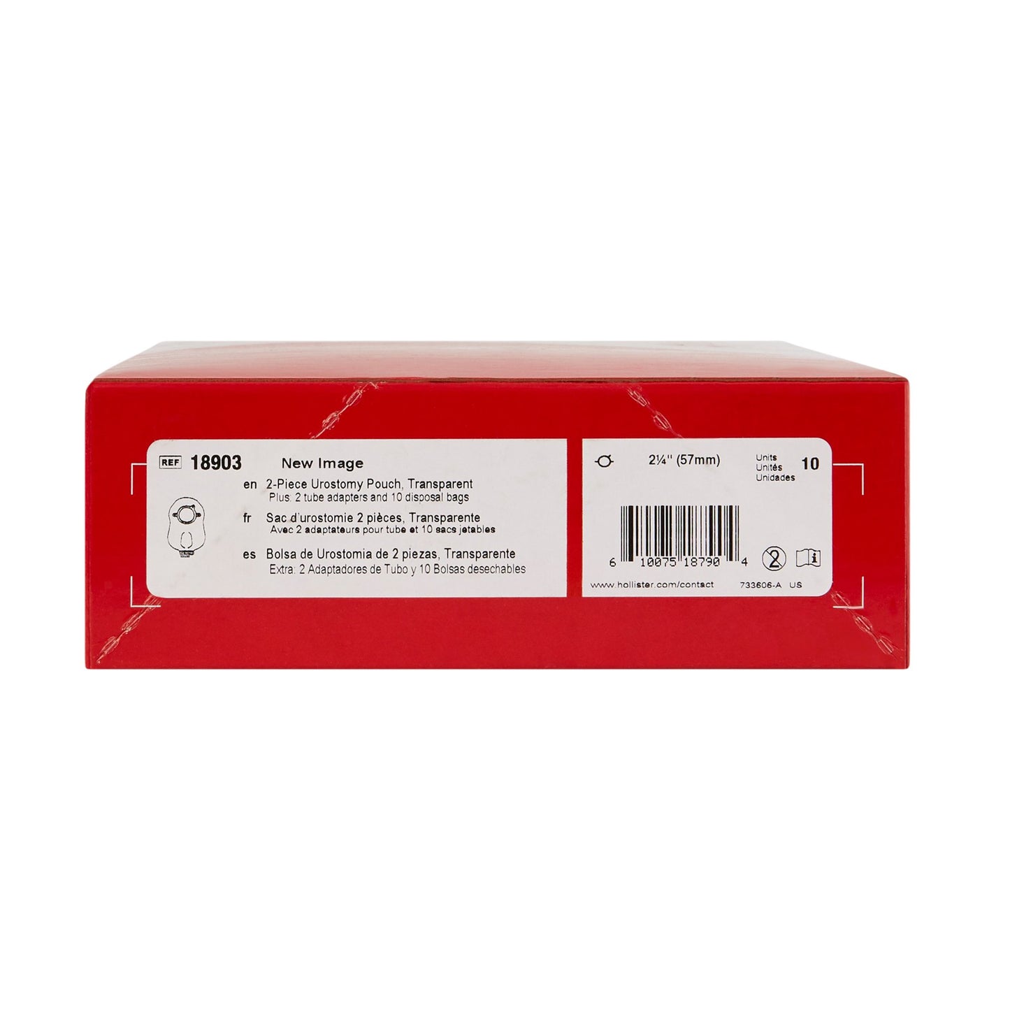 New Image™ Two-Piece Transparent Urostomy Pouch, 57 mm Flange, Red Match 18903