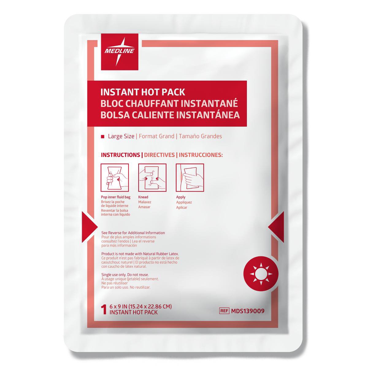 Instant Hot Pack Medline General Purpose Large Plastic / Sodium Acetate Disposable MDS139009