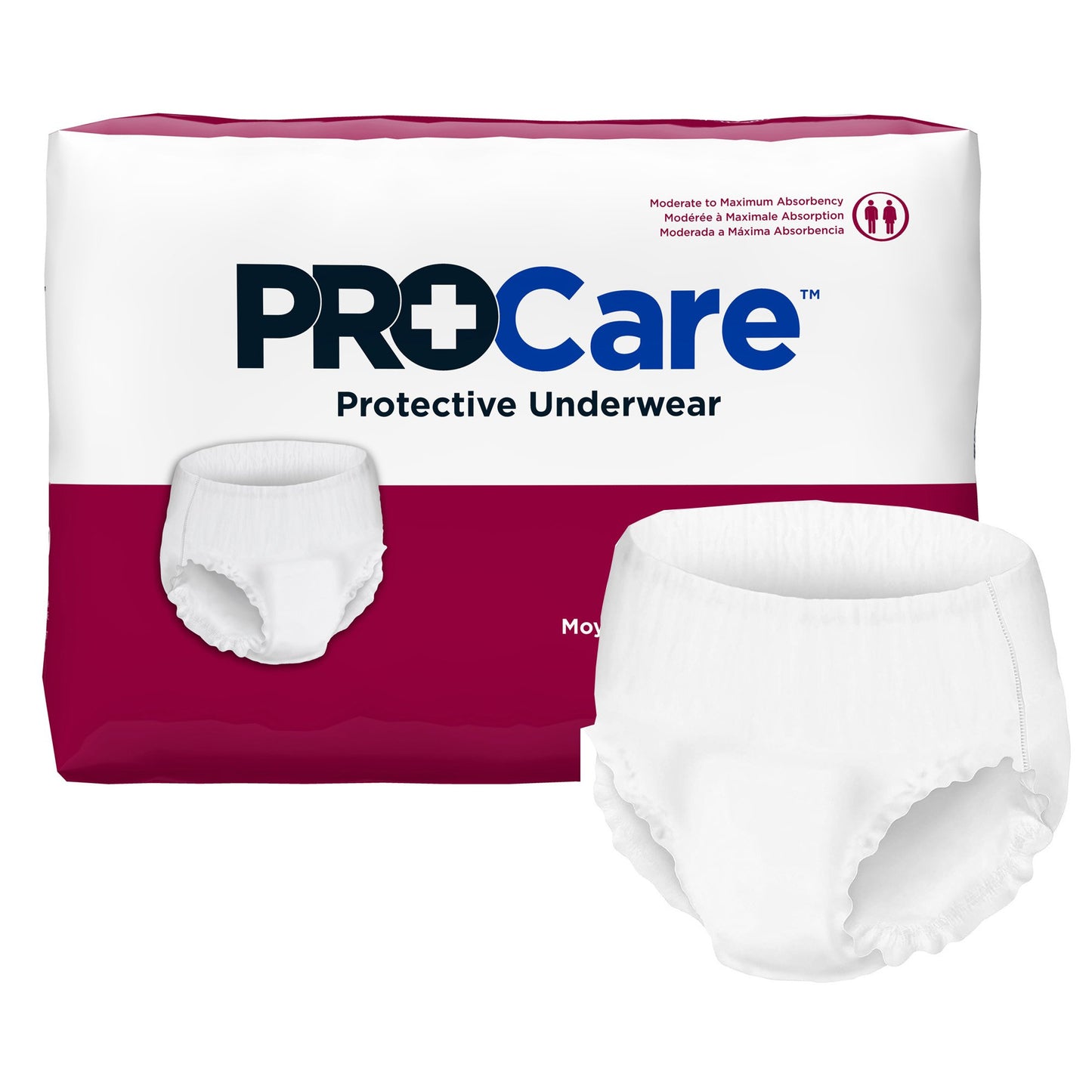 Unisex Adult Absorbent Underwear ProCare™ Pull On with Tear Away Seams Medium Disposable Moderate Absorbency - CRU-512