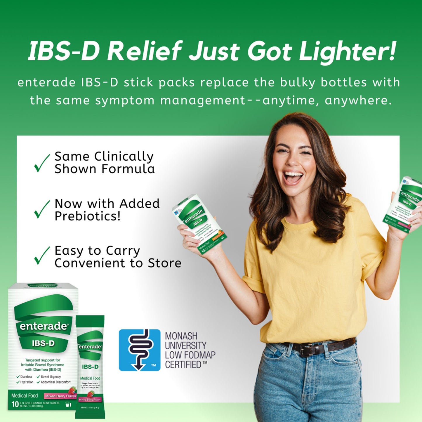 enterade® IBS-D Dietary Support Medical Food, Mixed Berry, Single Serve Packets 40850052516008
