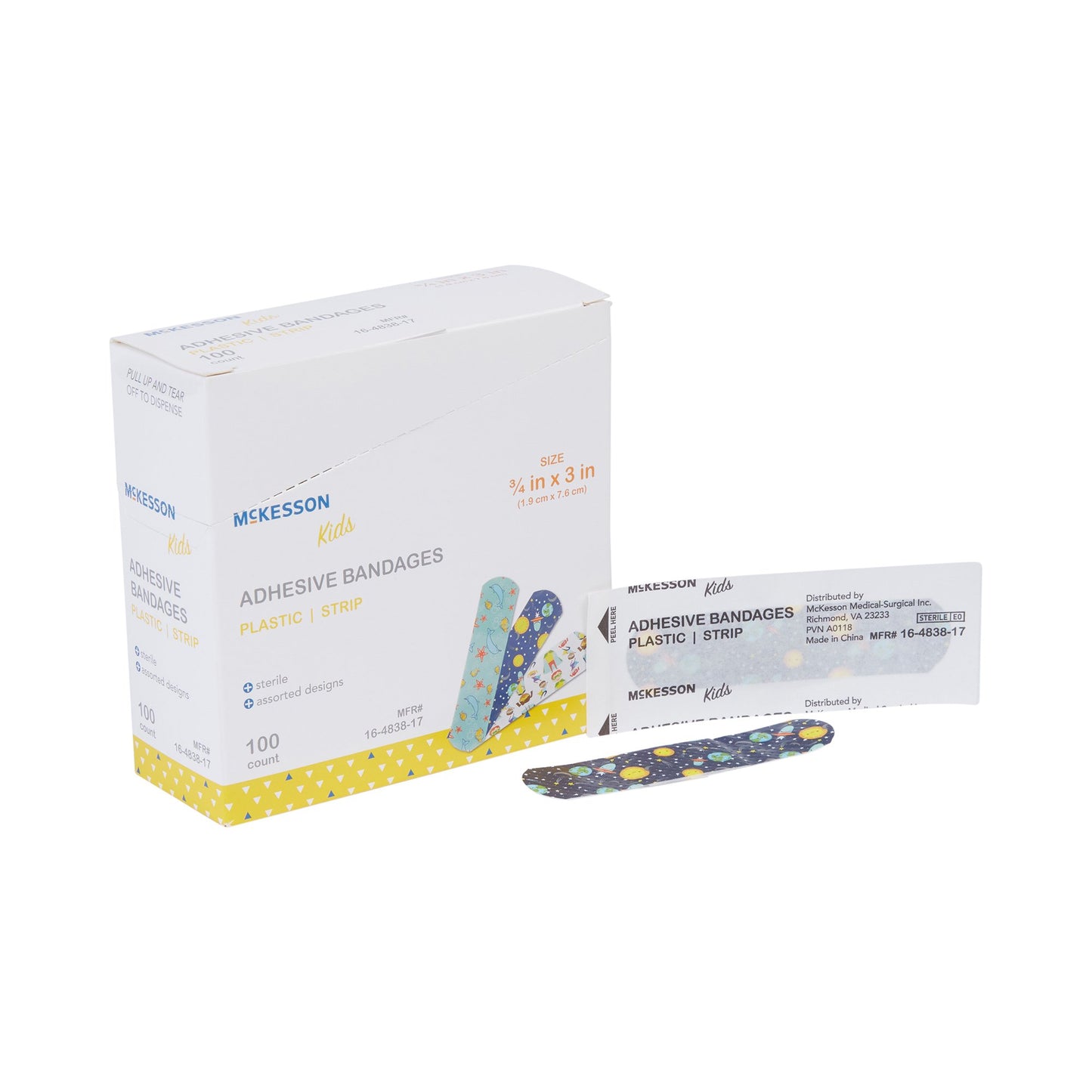 McKesson Kids™ Kid Design (Assorted Prints) Adhesive Strip, 3/4 x 3 Inch 16-4838-17