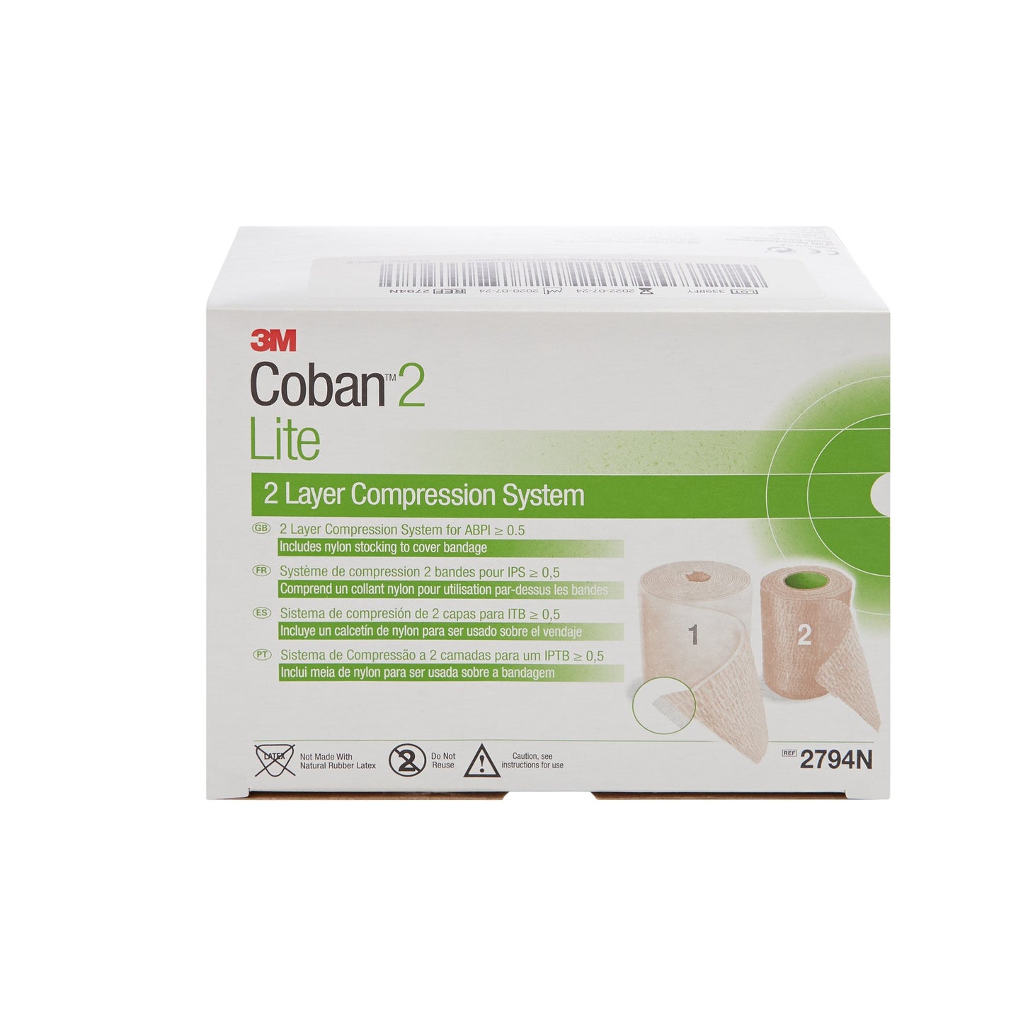 3M™ Coban™ 2 Lite Two-Layer Compression Bandage System, 10 cm x 4.7 meters 2794N