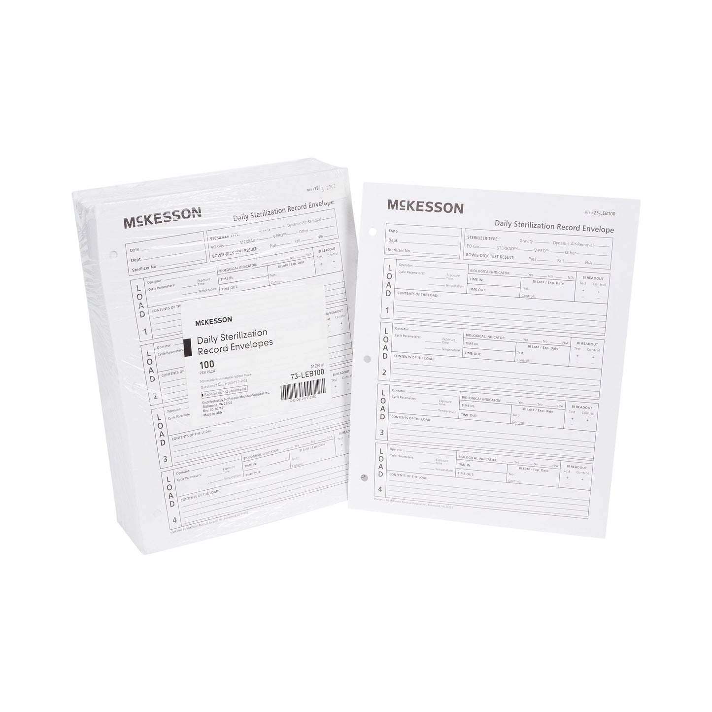 McKesson Sterilization Record Envelope 73-LEB100