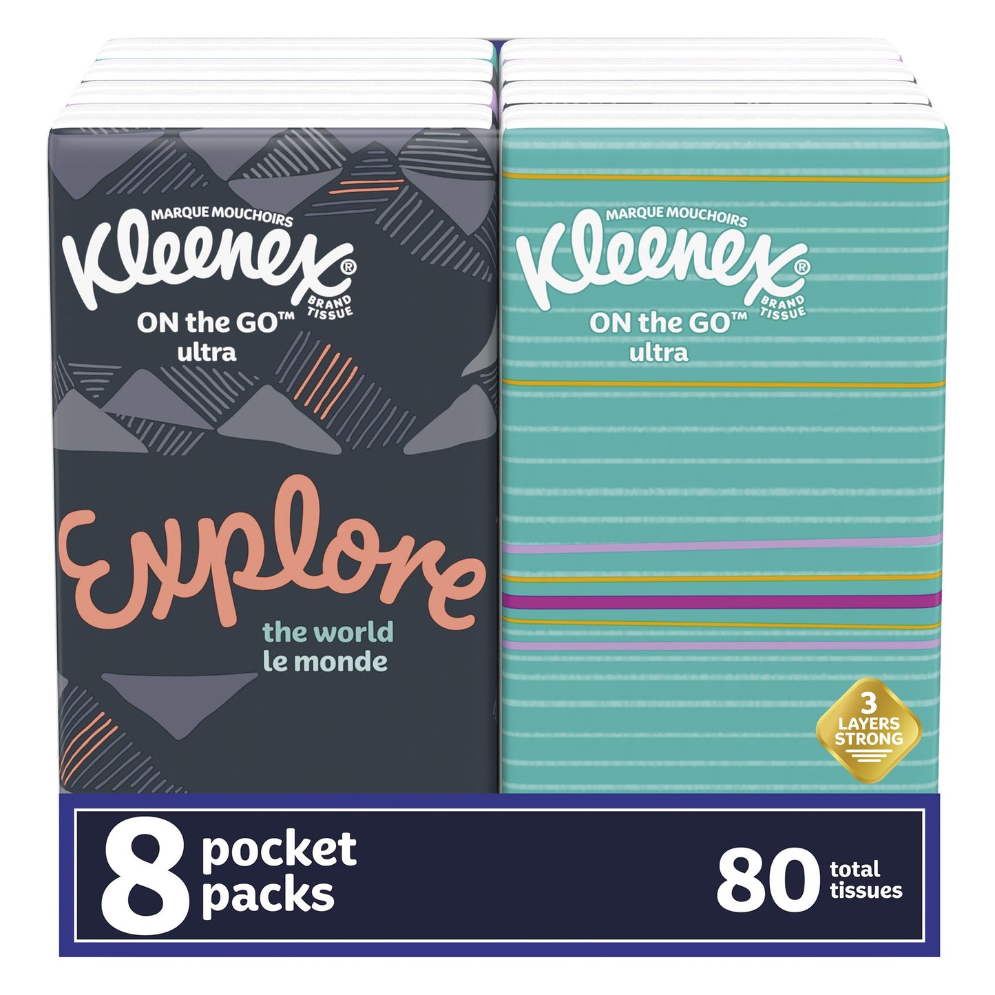 Facial Tissue Kleenex® Pocket Pack White 8-3/5 X 8-3/10 Inch 10 Count - 46651