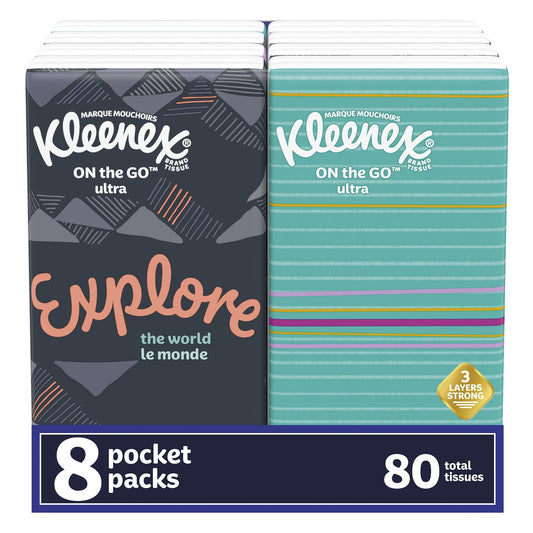 Facial Tissue Kleenex® Pocket Pack White 8-3/5 X 8-3/10 Inch 10 Count - 46651