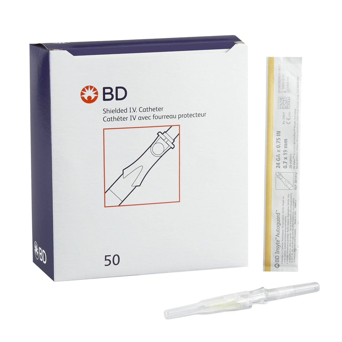BD Insyte-N Autoguard Peripheral IV Catheter, 24 Gauge 381412, 1 Each