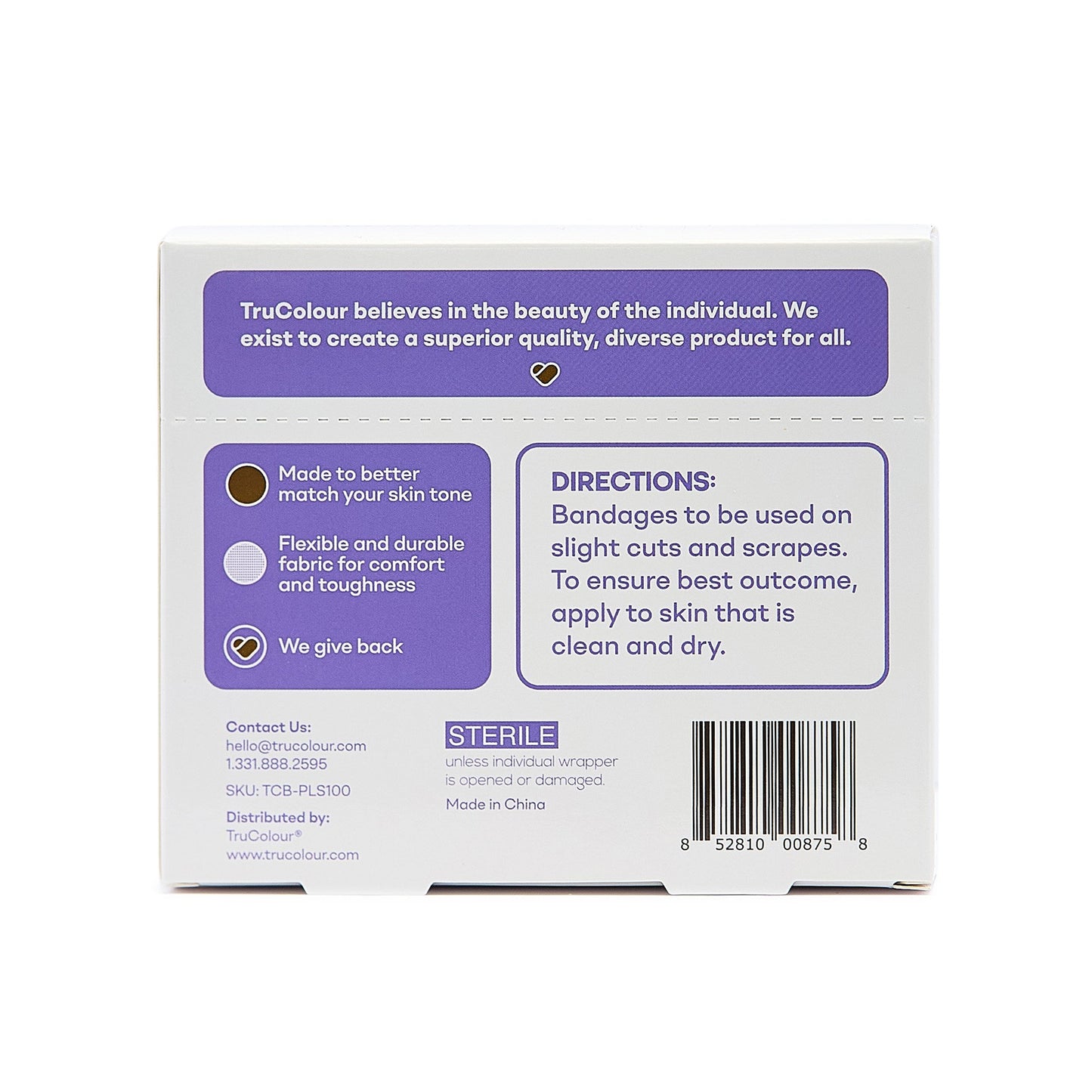 Tru-Colour Skin Tone Shade Fabric Bandage Adhesive Strip, Dark Brown, 1 x 3 Inch TCB-PLS100