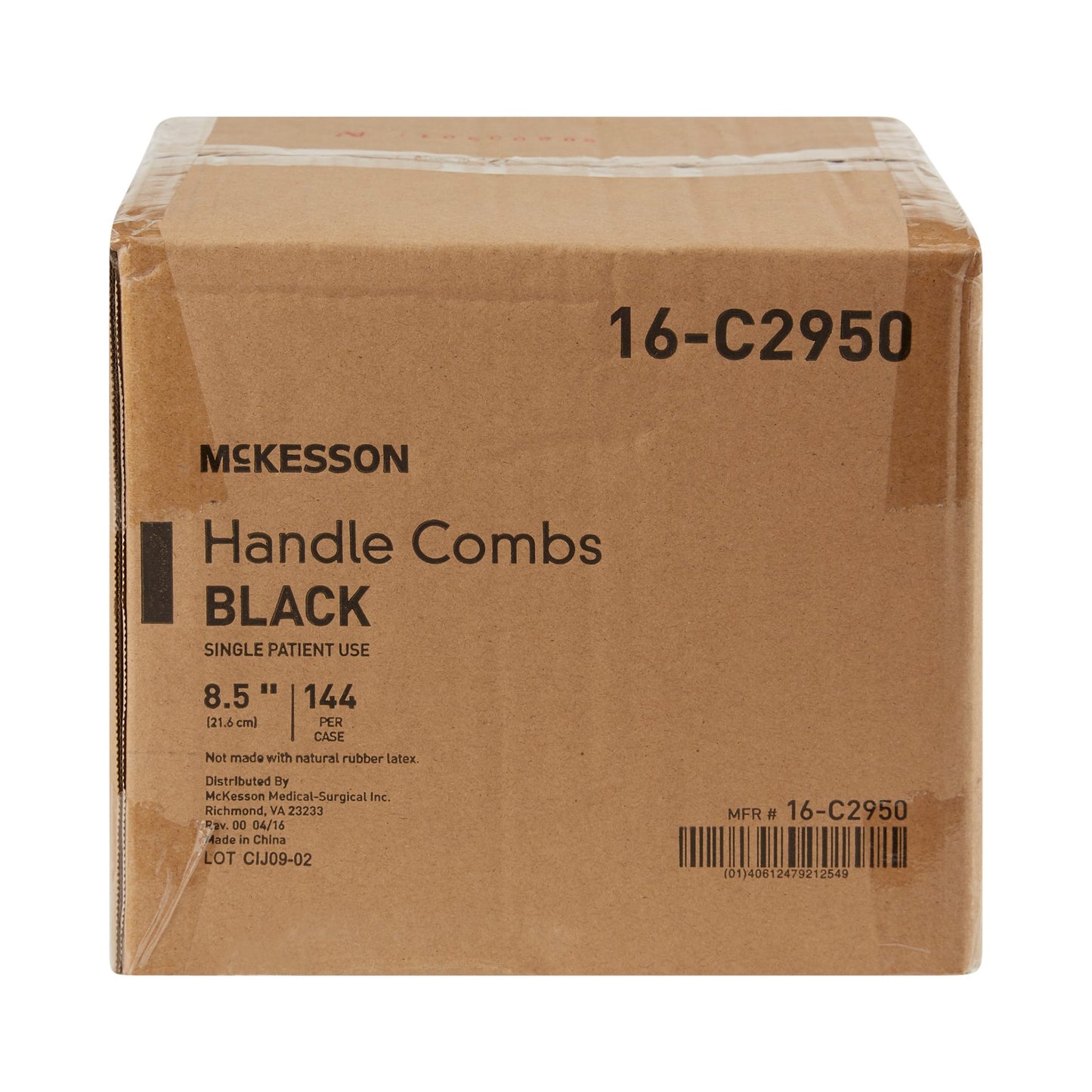 McKesson Handle Comb, Plastic, Black, 8.5-Inch Length 16-C2950