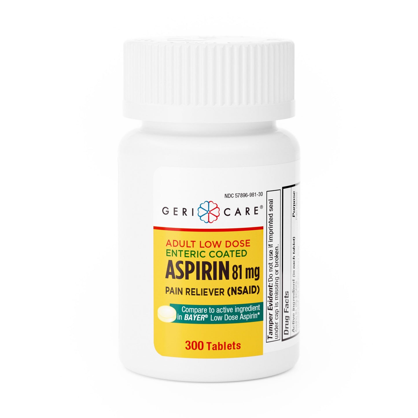 Pain Relief Geri-Care® 81 mg Strength Aspirin Tablet 300 per Bottle - 981-30-GCP