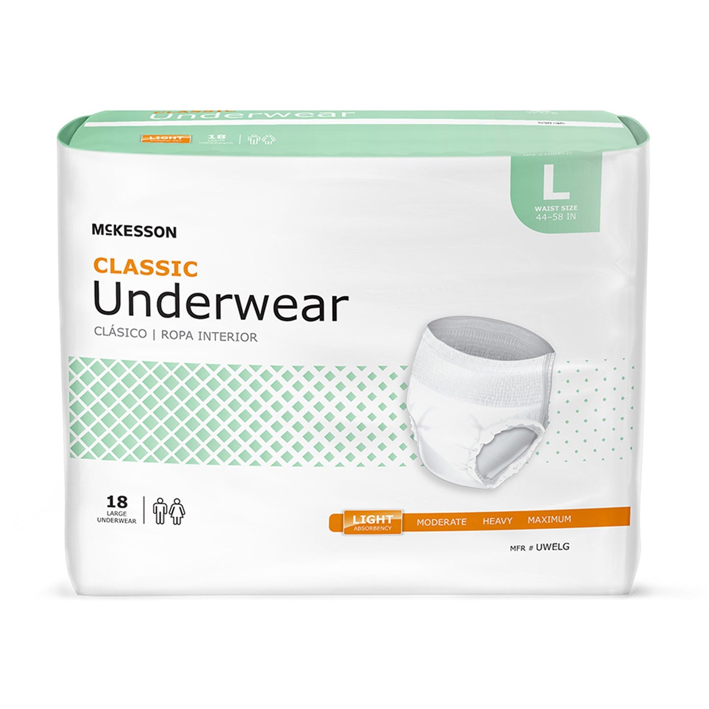 McKesson Classic Light Absorbency Incontinence Underwear, Large UWELG