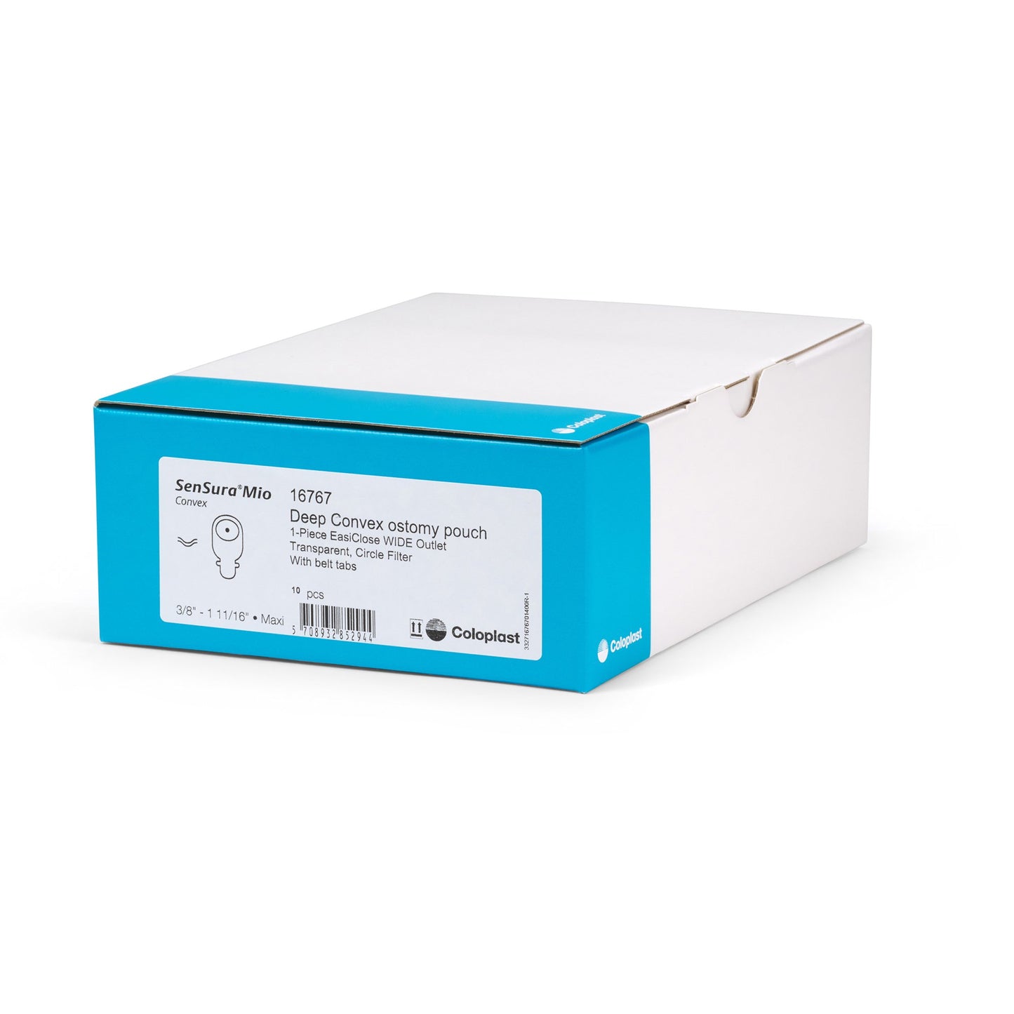 SenSura® Mio Convex One-Piece Drainable Transparent Filtered Ostomy Pouch, 11 Inch Length, 3/8 to 1-11/16 Inch Stoma 16767