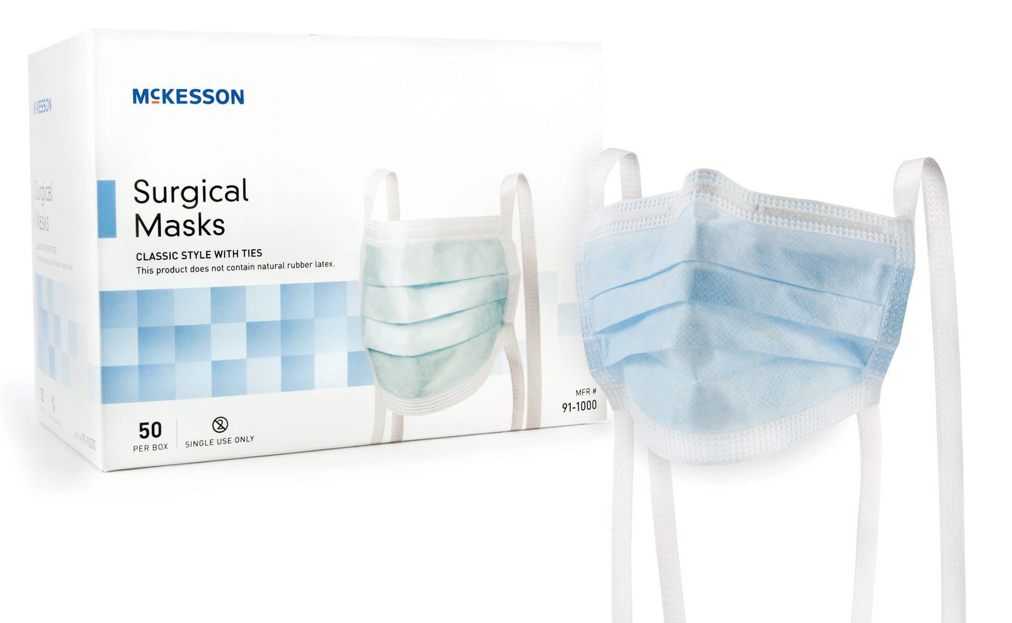 McKesson Classic Style Surgical Mask, Blue 91-1000