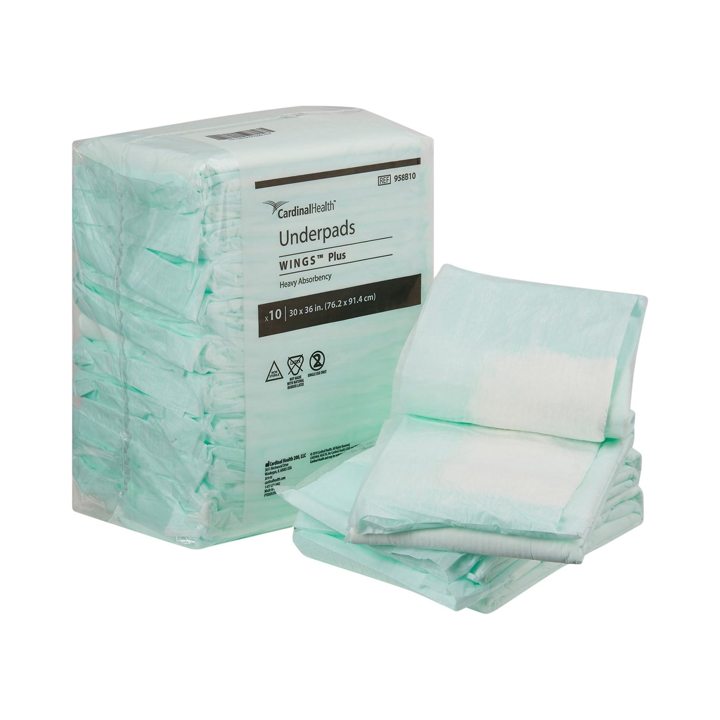 Disposable Underpad Wings™ Plus 30 X 36 Inch Fluff / Polymer Heavy Absorbency - 958B10