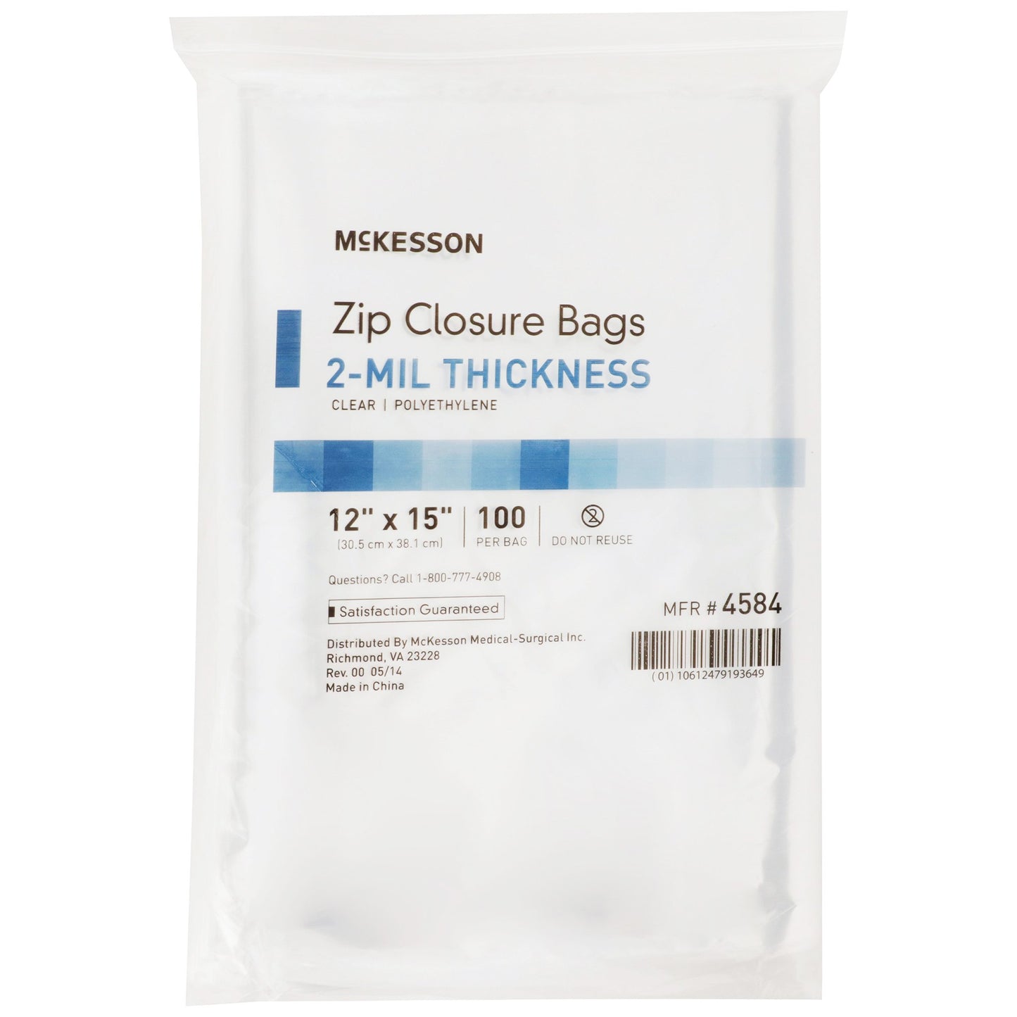 McKesson Zip Closure Bag, 12 X 15 Inches 4584