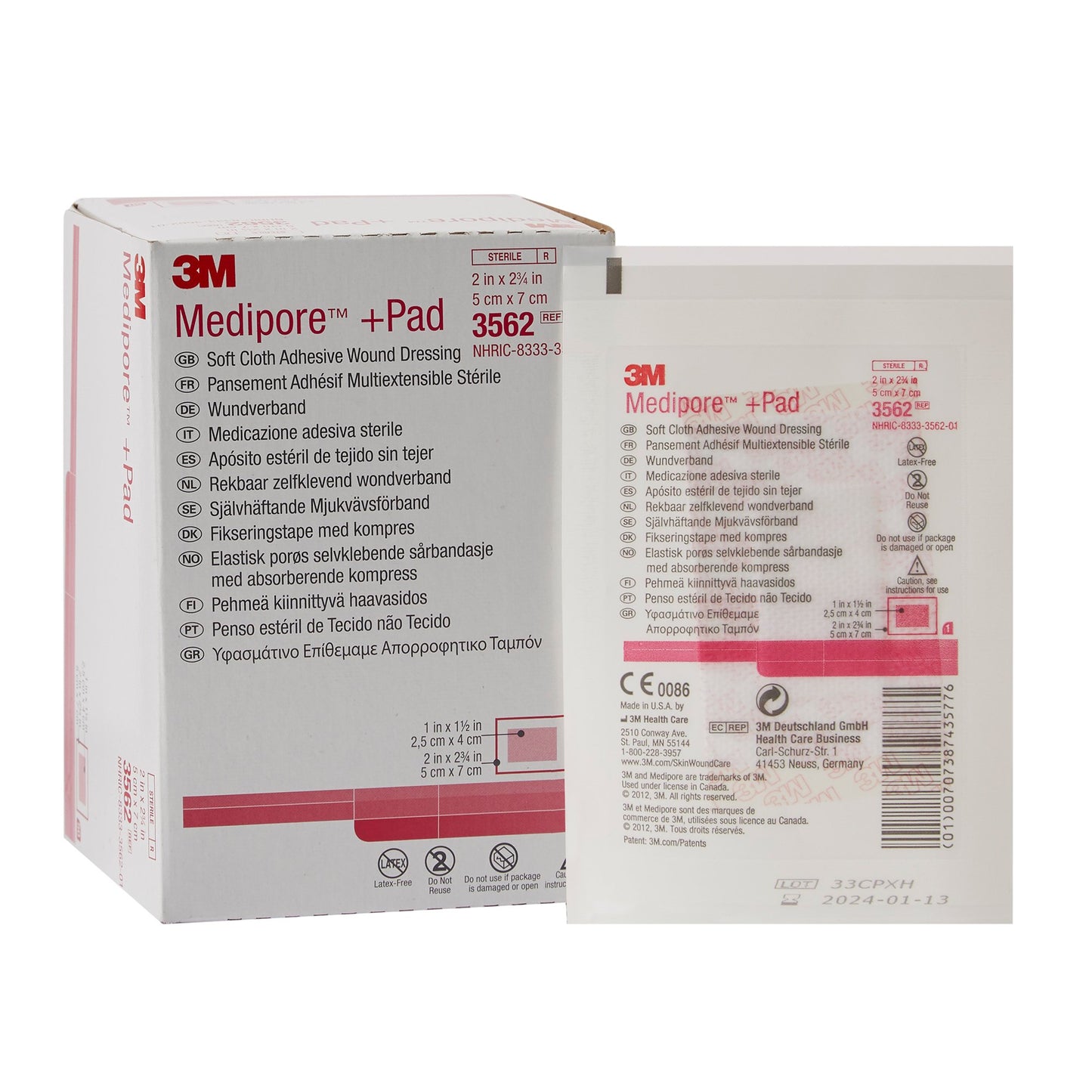 3M™ Medipore™ Sterile Adhesive Dressings, 2 x 2-3/4 Inch 3562