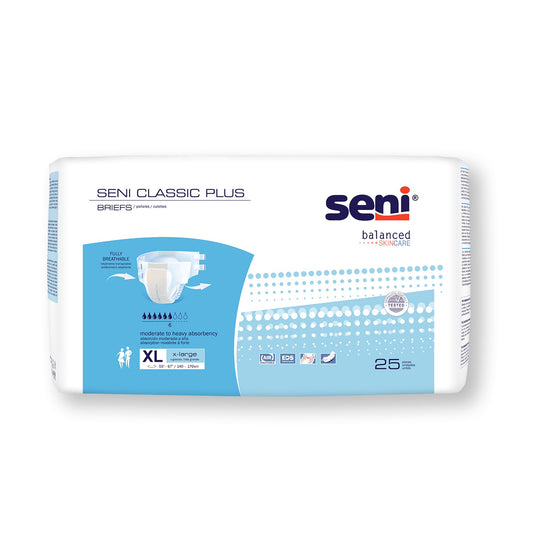 Unisex Adult Incontinence Brief Seni® Classic Plus X-Large Disposable Moderate Absorbency - S-XL25-BC2