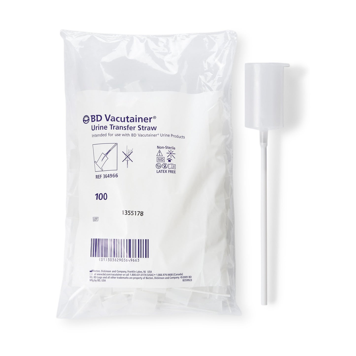Urine Transfer Straw Vacutainer® For BD Vacutainer® Urine Collection System 364966