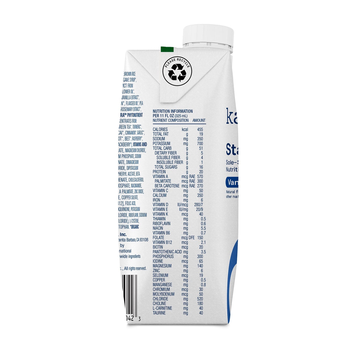 Kate Farms® Standard 1.4 Vanilla Sole-Source Nutrition Formula, 11-ounce carton 811112030430