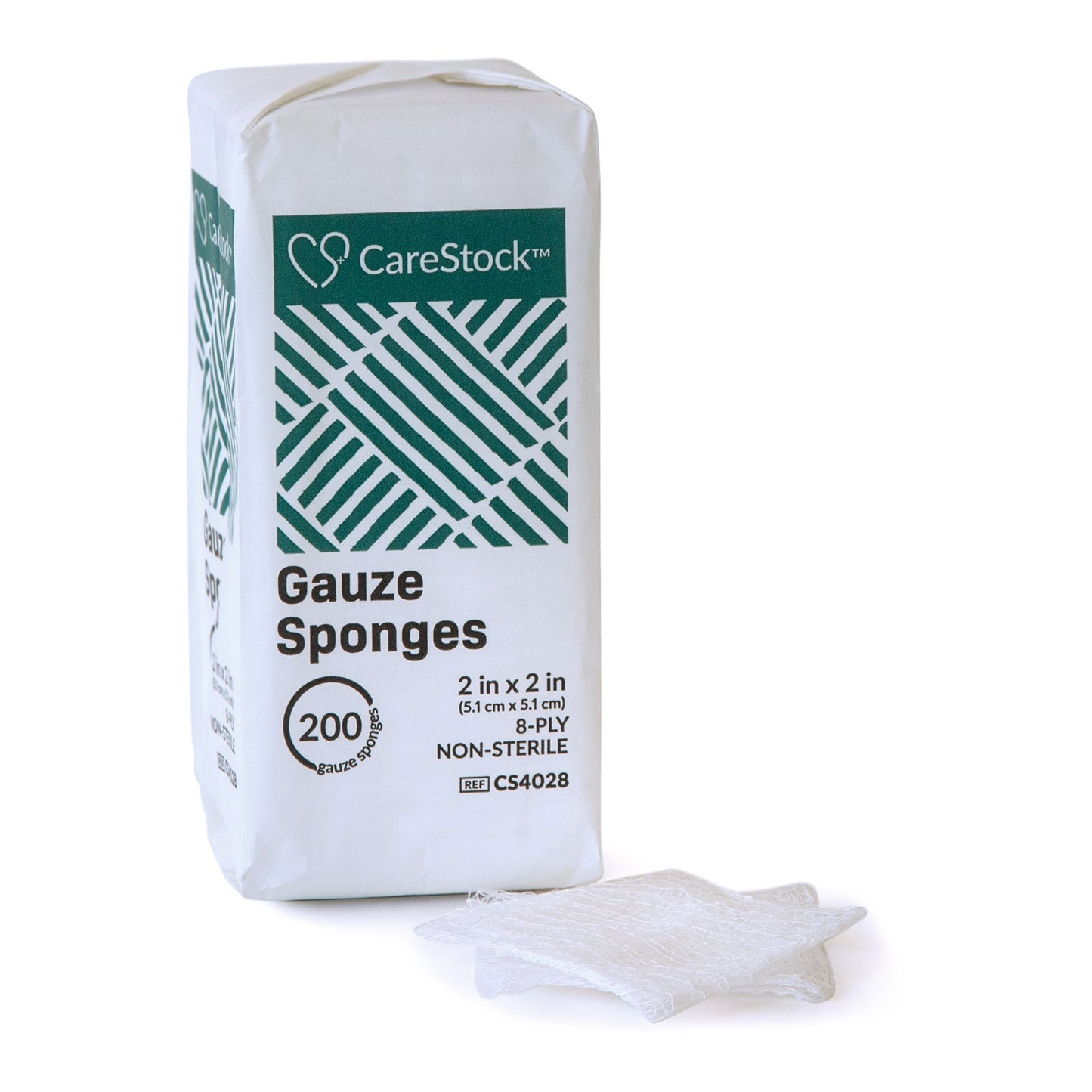 CareStock™ Gauze Sponge, 2 x 2 in. 8-Ply, Medical-Grade Cotton Wound Dressing CS4028