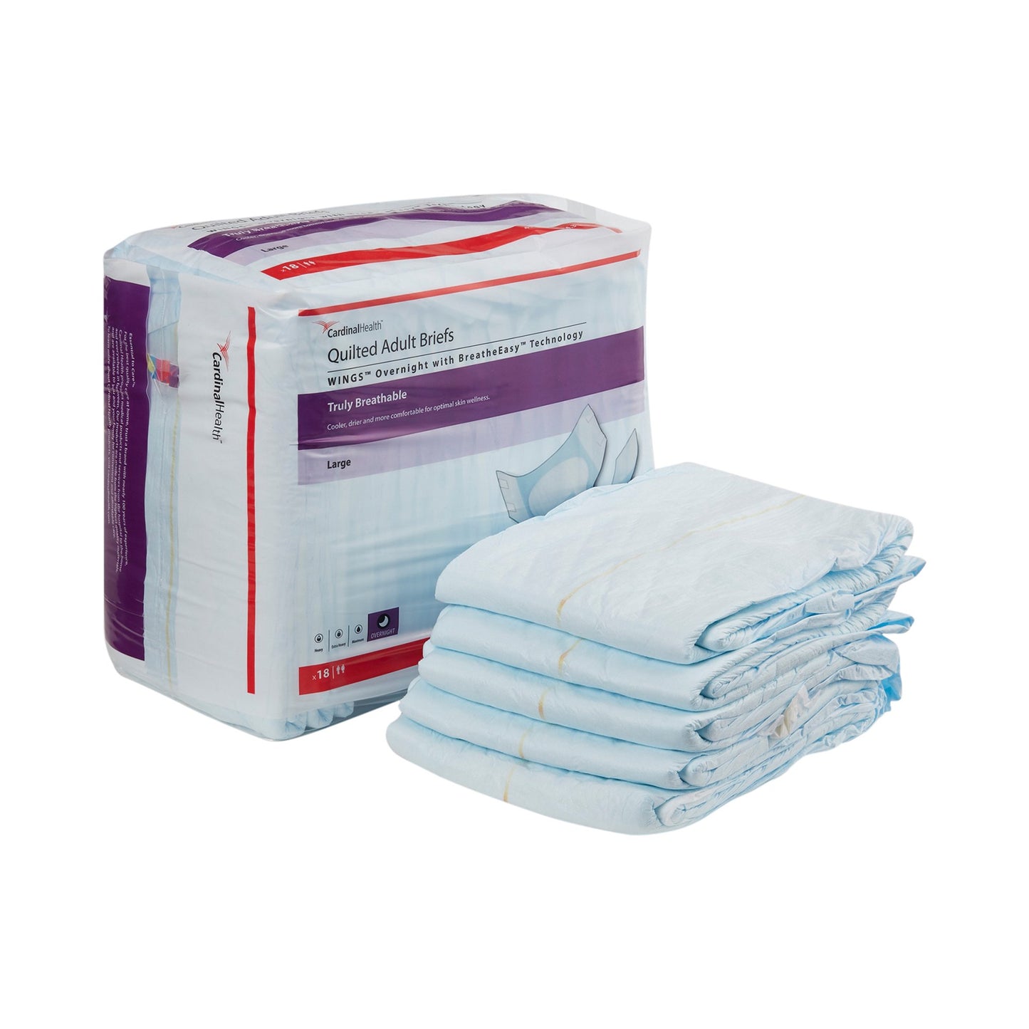 Wings™ Overnight Absorbency Incontinence Brief, Large 67034