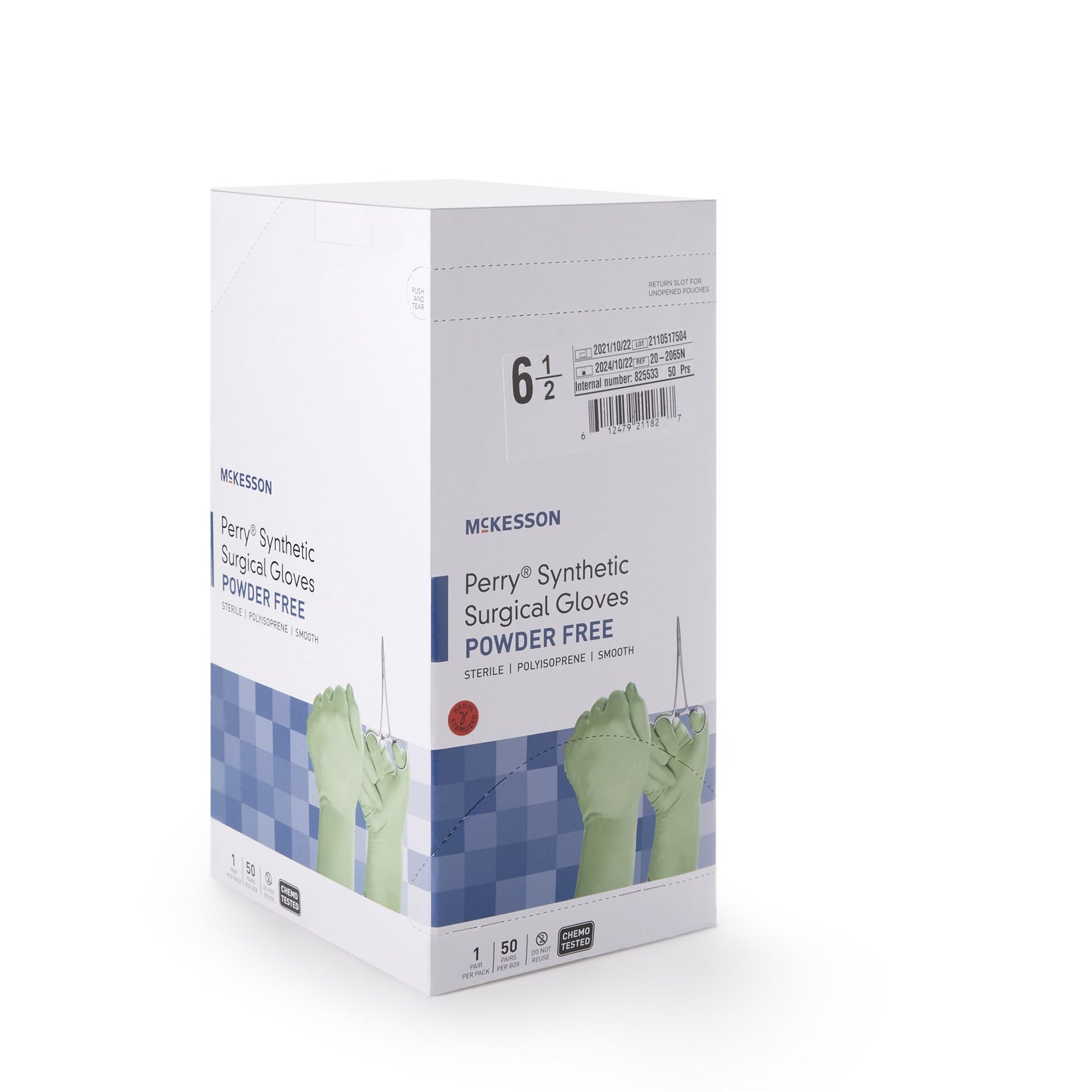 McKesson Perry® Performance Plus Polyisoprene Surgical Glove, Size 6.5, Green 20-2065N