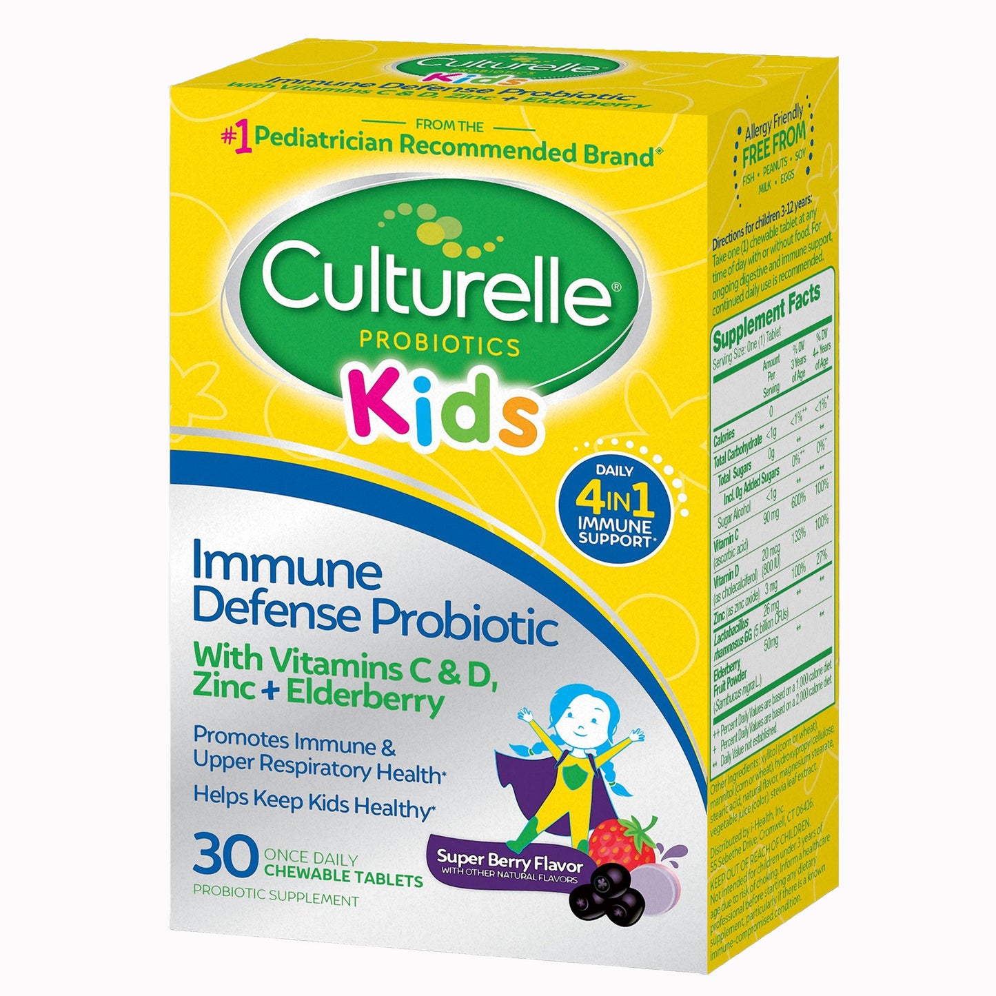 Culturelle® Kids Immune Defense Chewables, Berry Flavor 049100401201