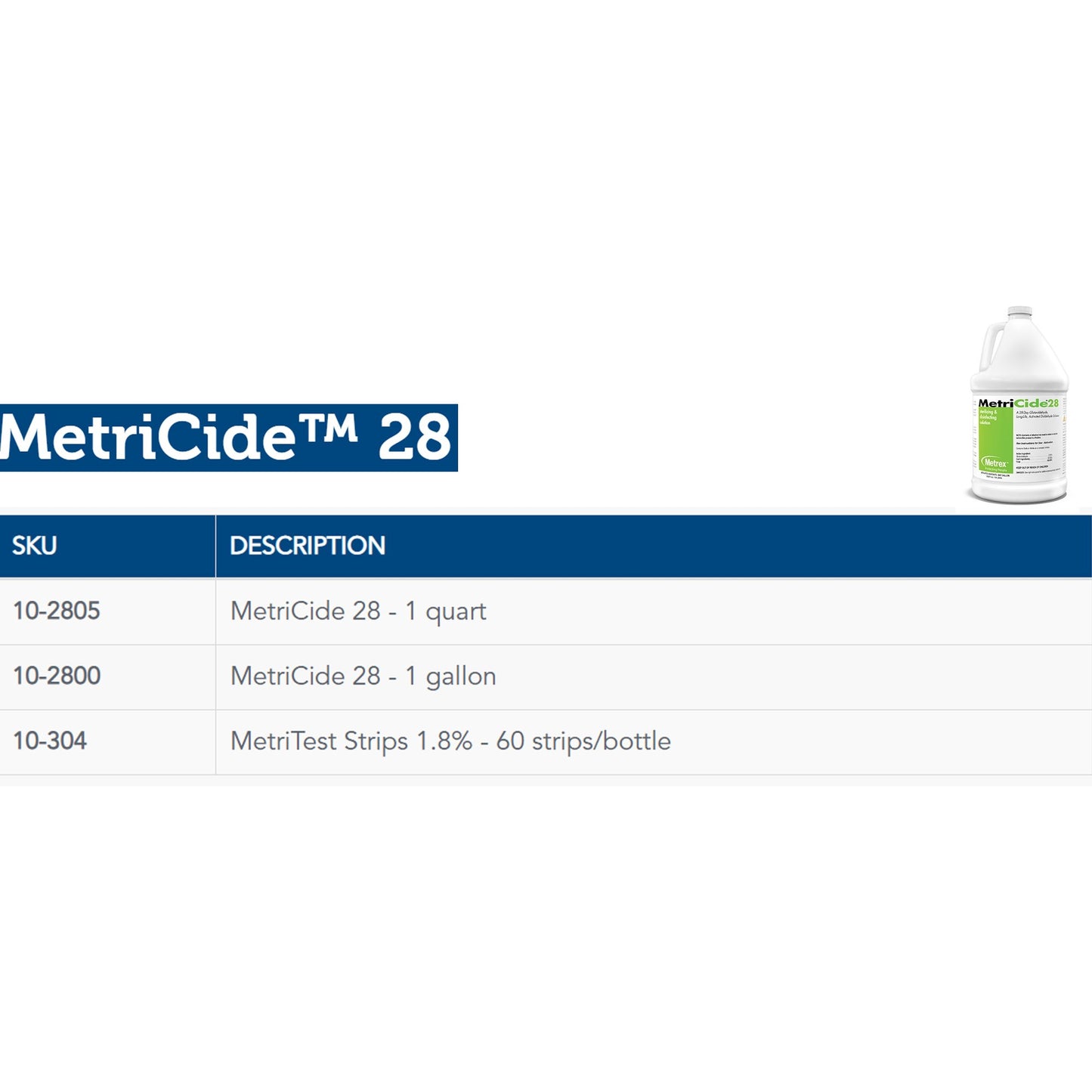 MetriCide® 28 Glutaraldehyde High-Level Disinfectant, 1 gal Jug 10-2800