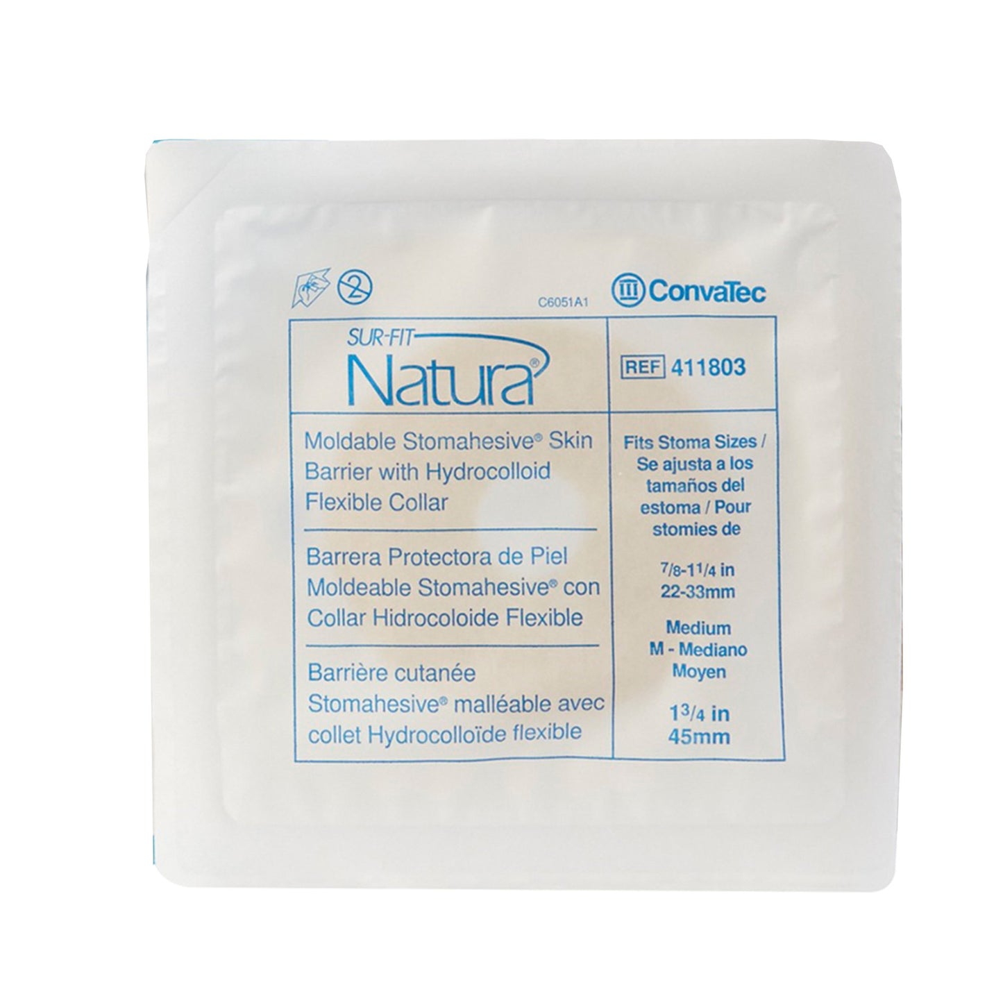Sur-Fit Natura® Stomahesive® Ostomy Barrier With 7/8-1¼ Inch Stoma Opening 411803