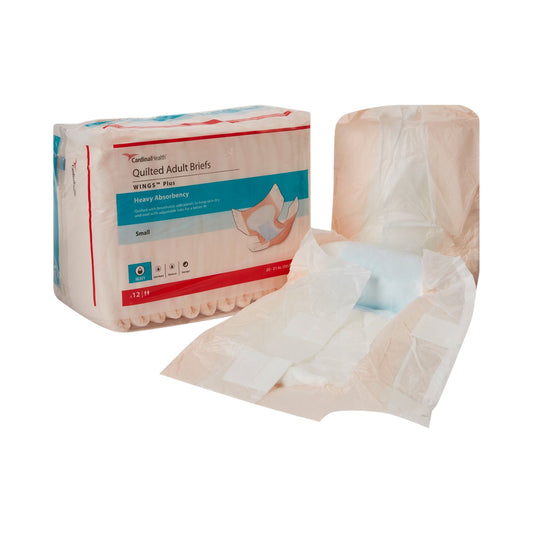 Unisex Adult Incontinence Brief Wings™ Plus Quilted Small Disposable Heavy Absorbency - 66032A