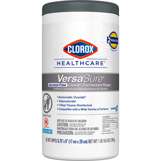 Surface Disinfectant Cleaner Clorox Healthcare® VersaSure™ Premoistened Quaternary Based Manual Pull Wipe 85 Count Canister Scented NonSterile - 31757