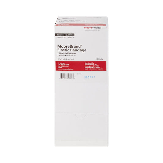Elastic Bandage McKesson 4 Inch X 4-1/2 Yard Single Hook and Loop Closure Tan NonSterile Standard Compression - 80864