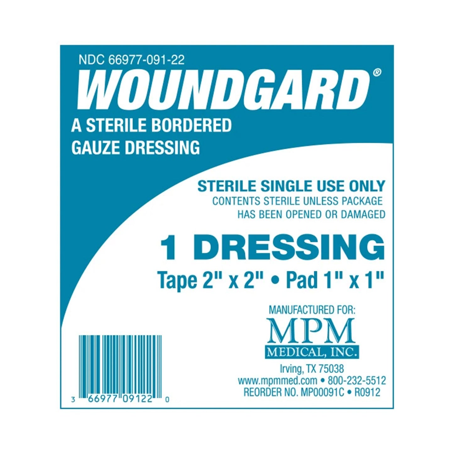 WoundGard® White Adhesive Dressing, 2 x 2 Inch MP00091C