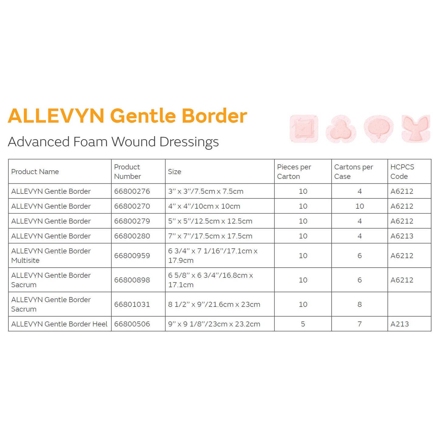 Allevyn™ Gentle Border Multisite, 17.1 x 17.9 Centimeter 66800959