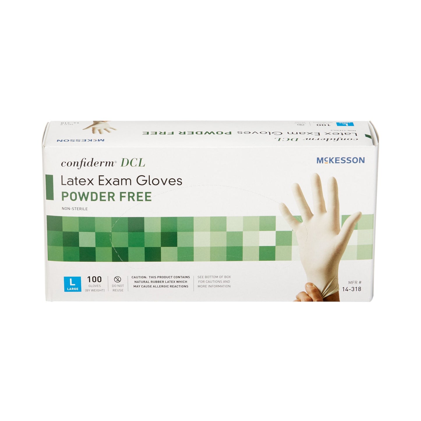McKesson Confiderm® Latex Exam Glove, Large, Ivory 14-318