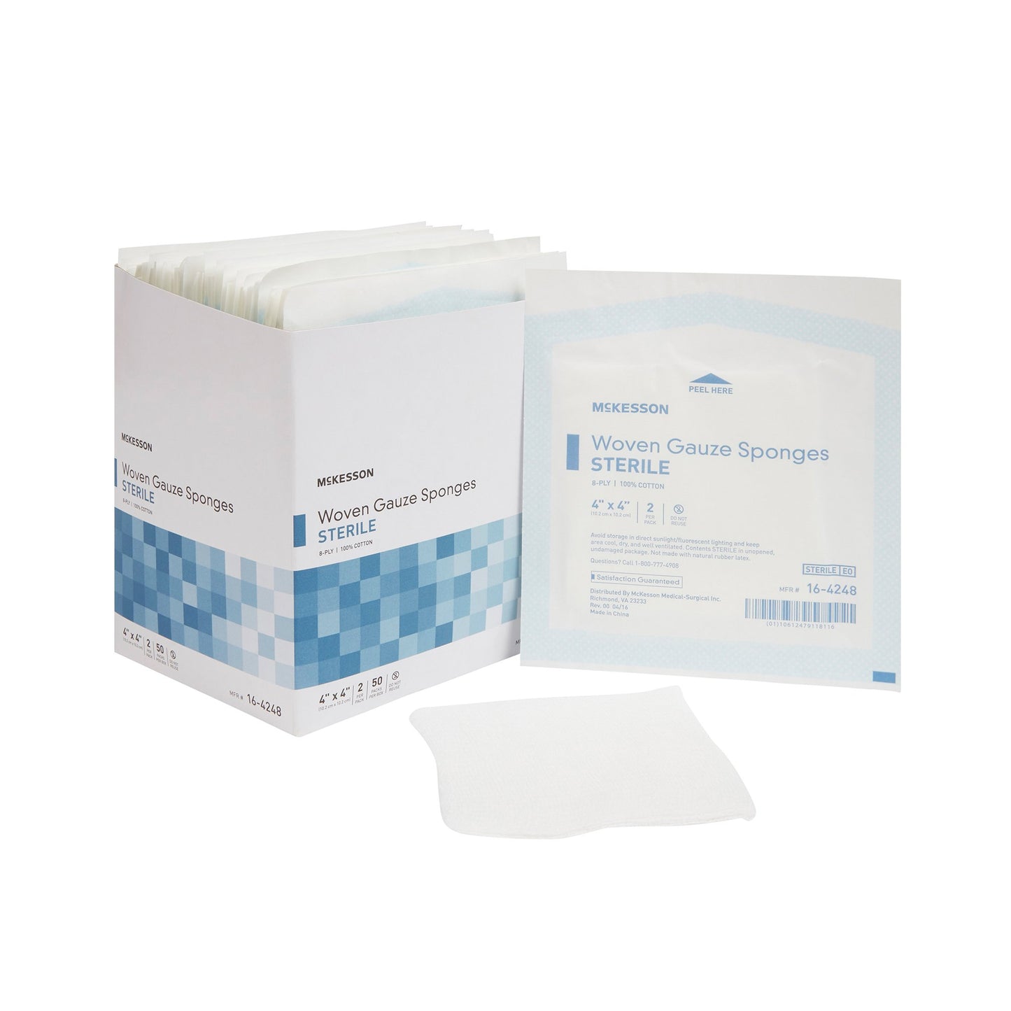 McKesson Sterile Gauze Sponge, 4 x 4 Inch, 8-Ply 16-4248