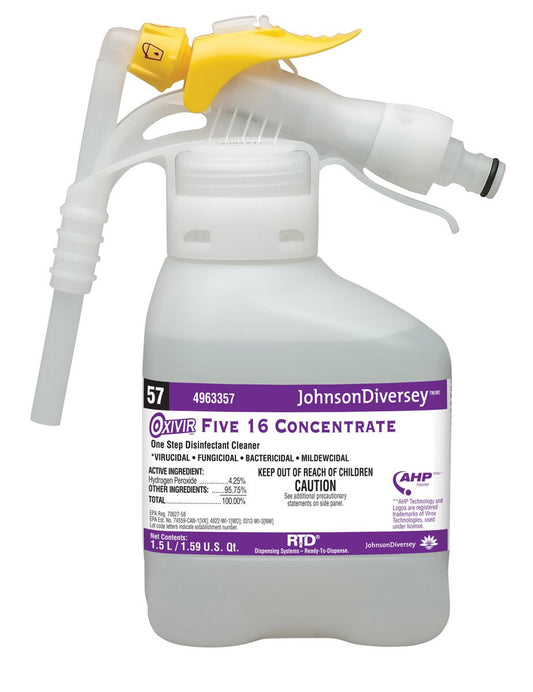 Surface Disinfectant Cleaner Diversey™ Oxivir® Five 16 Peroxide Based RTD® Dispensing System Liquid Concentrate 1.5 Liter Bottle Scented NonSterile -