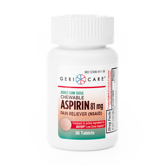 Pain Relief Geri-Care® 81 mg Strength Aspirin Chewable Tablet 36 per Bottle - 911-36-GCP