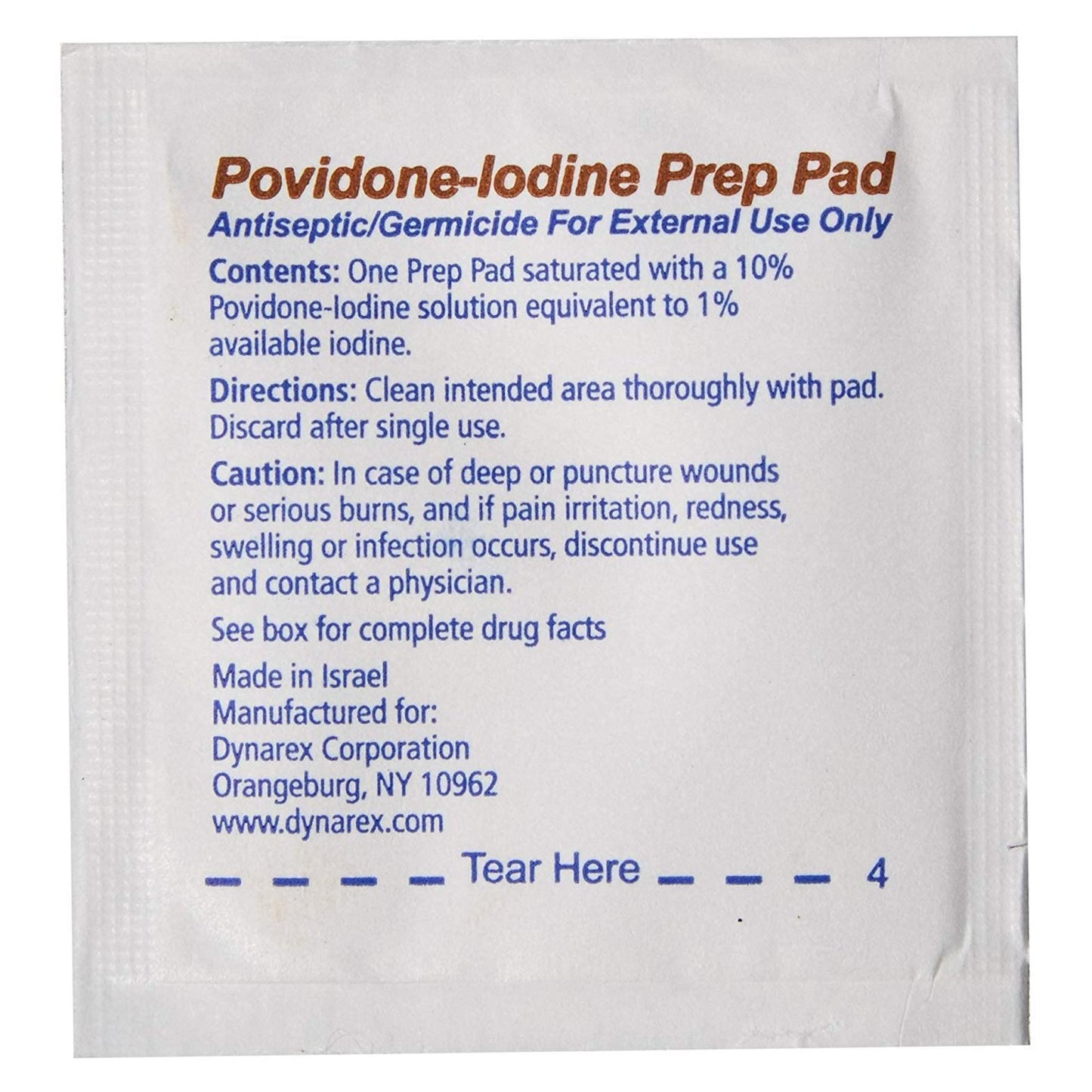 dynarex® Povidone-Iodine Prep Pad, Antiseptic, nonwoven 1108